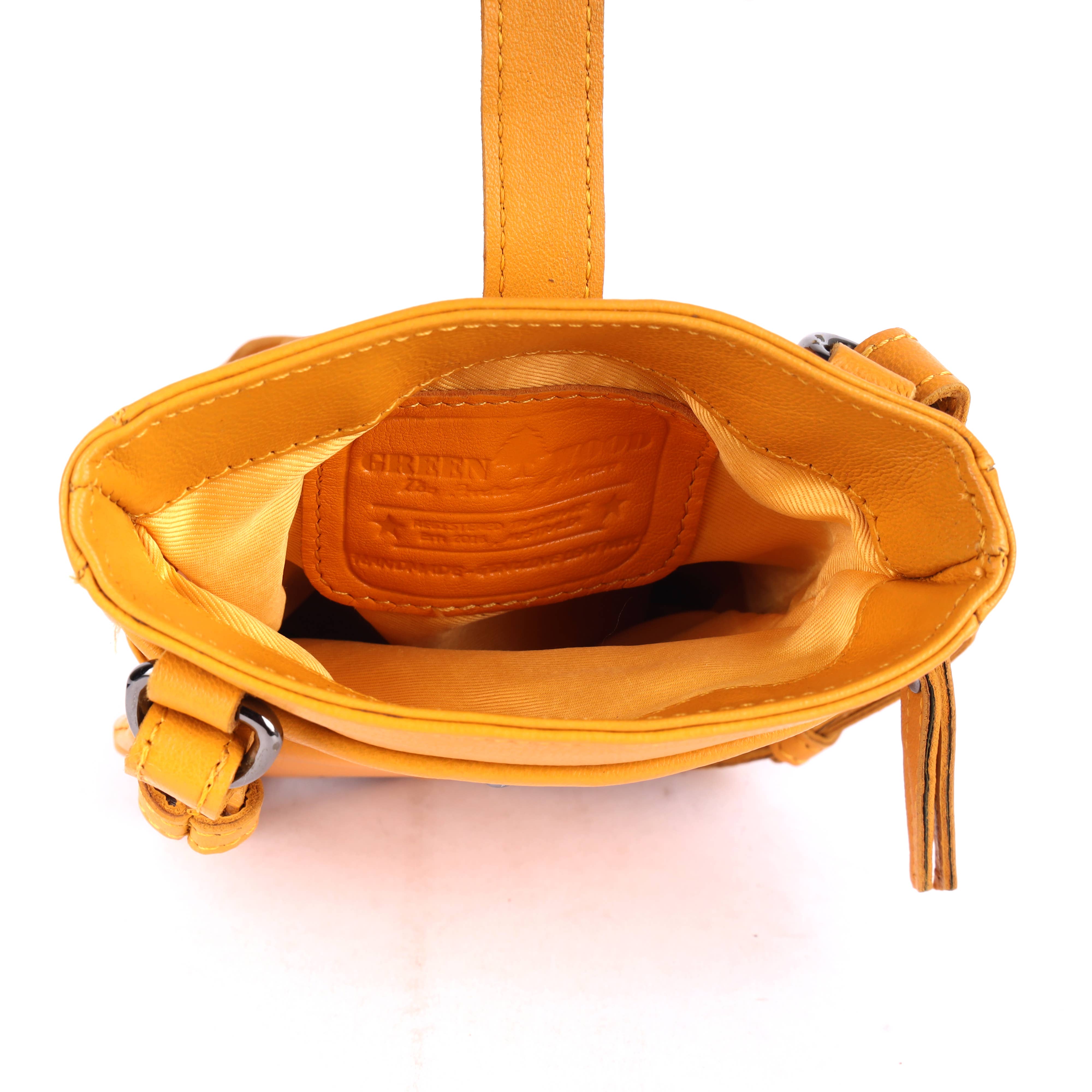 Greenwood Saffron Leather Phone Crossbody Bag