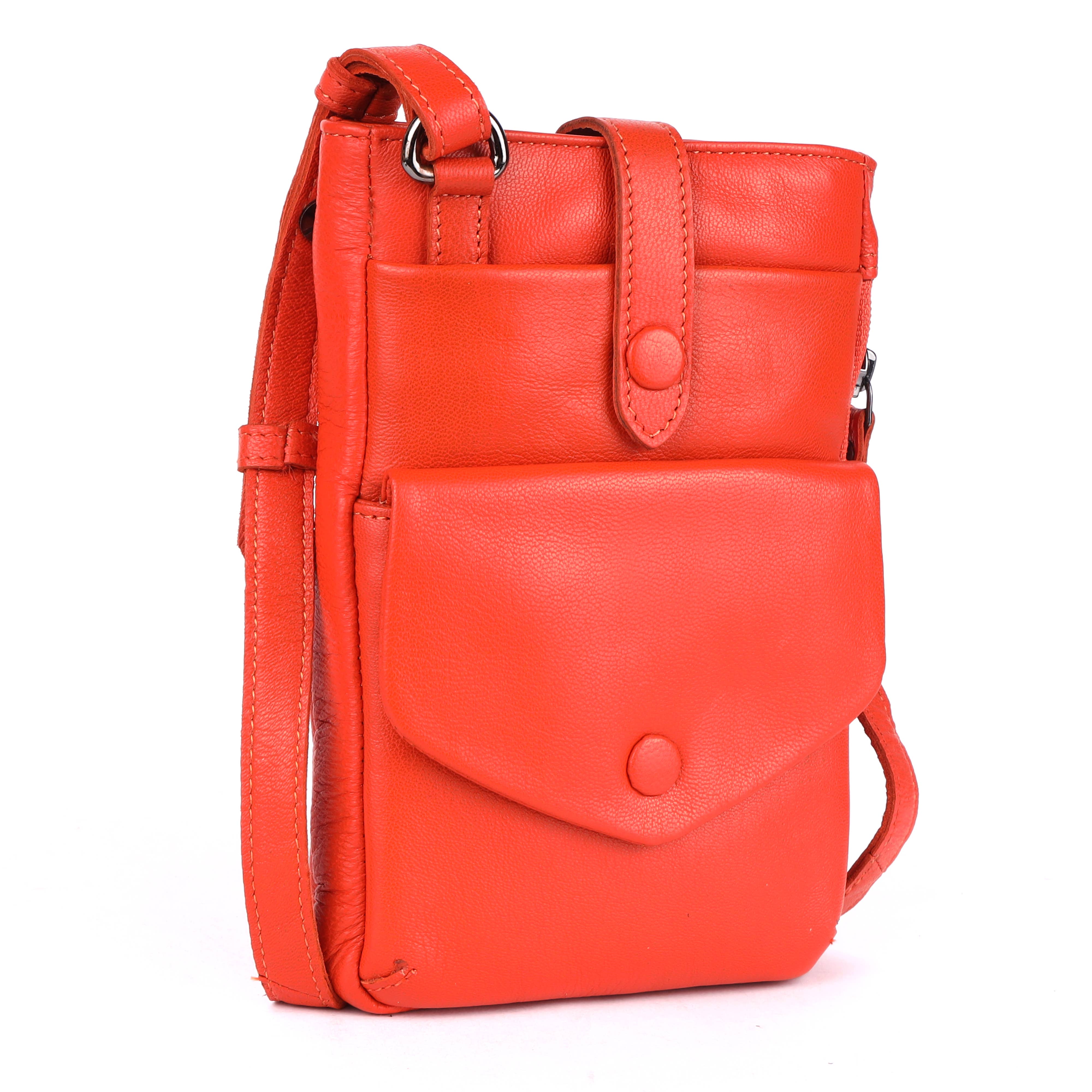Greenwood Saffron Leather Phone Crossbody Bag