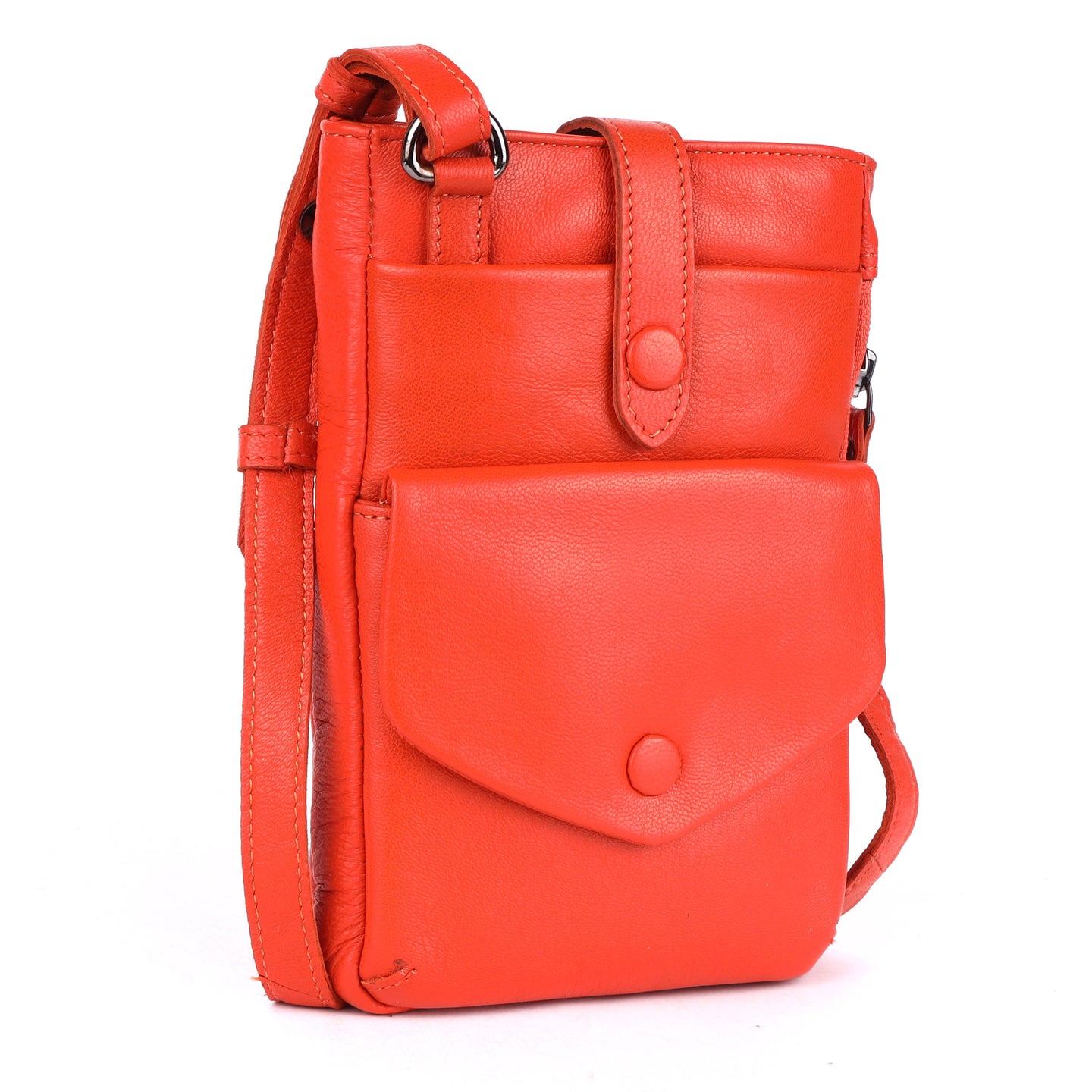 Greenwood Saffron Leather Phone Crossbody Bag