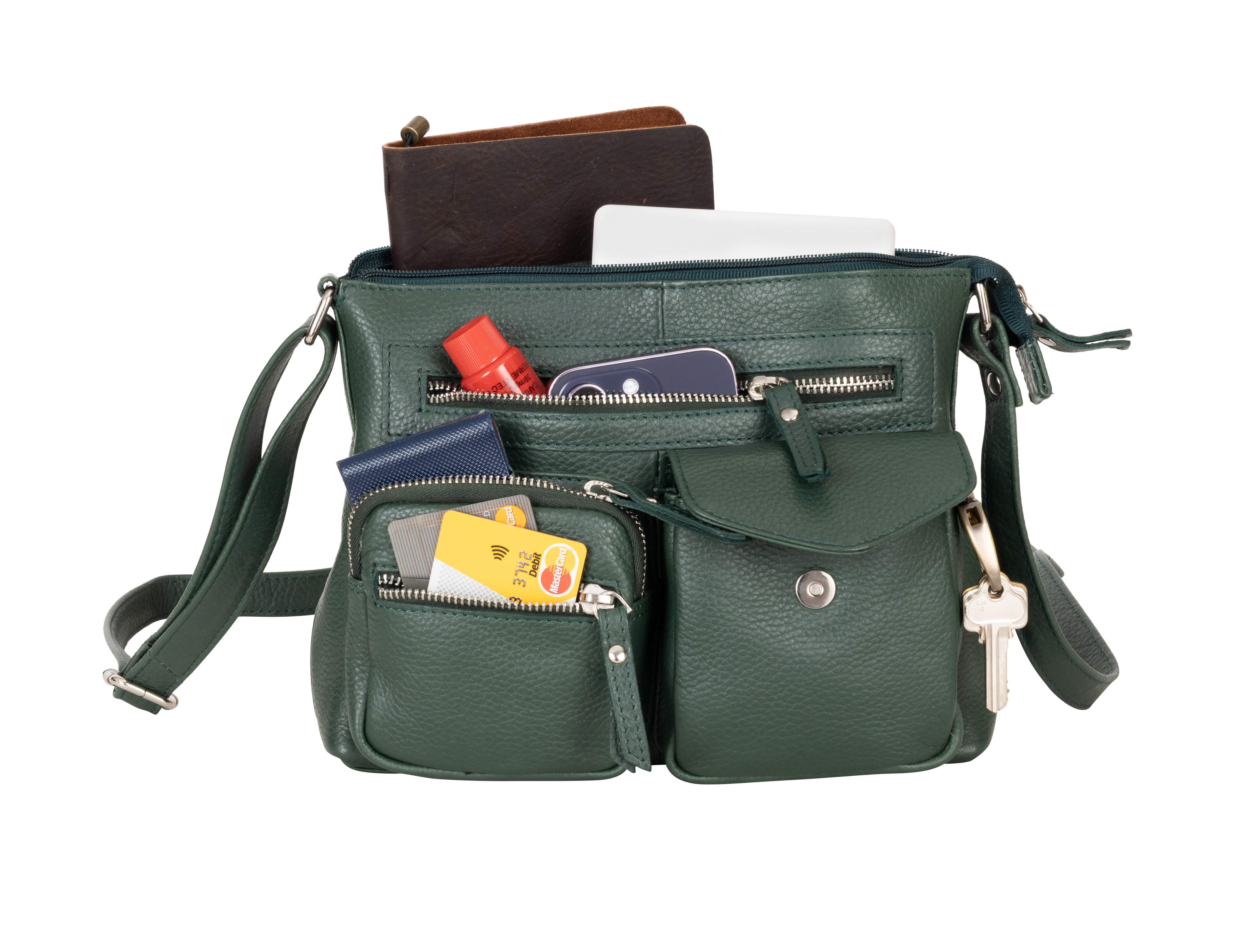 Mila Multi-Pocket Leather Crossbody Bag
