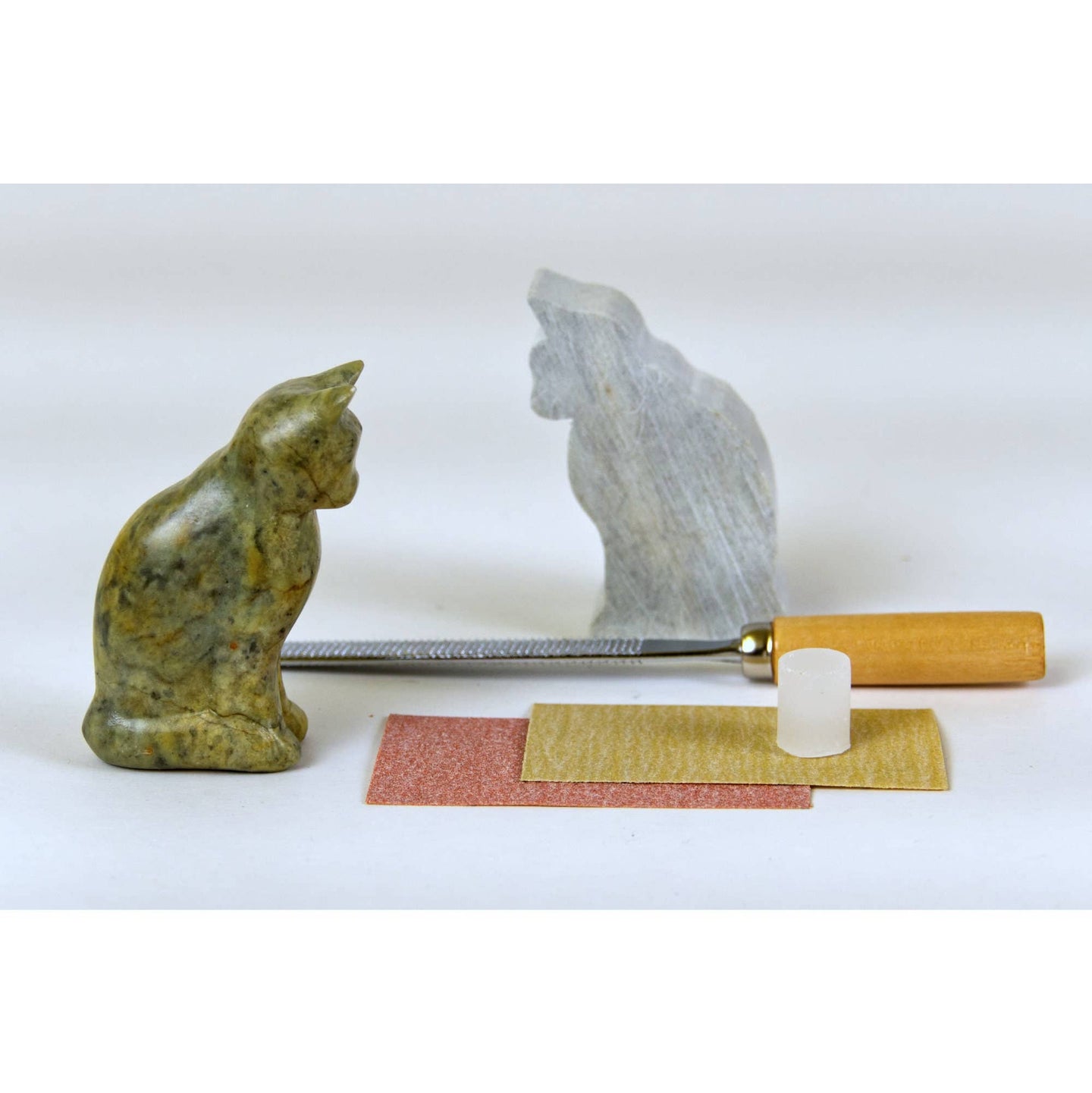 Kit de sculpture de chat en pierre ollaire