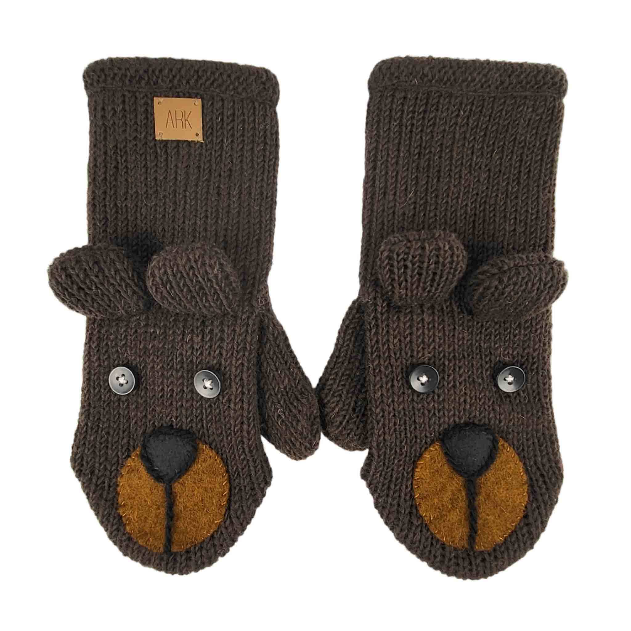 Wool Brown Bear Mittens Adult Sized