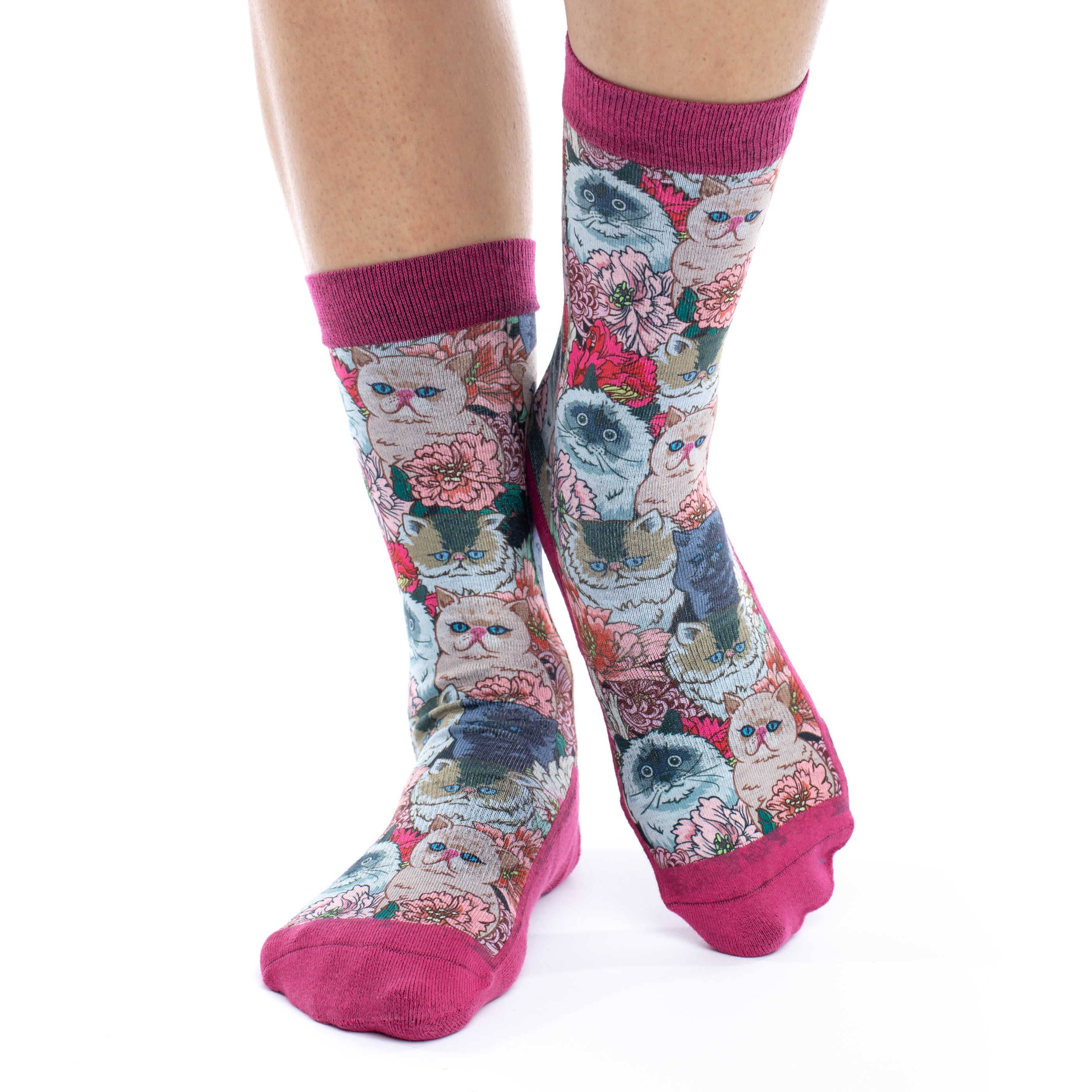 Women's Floral Cats Socks