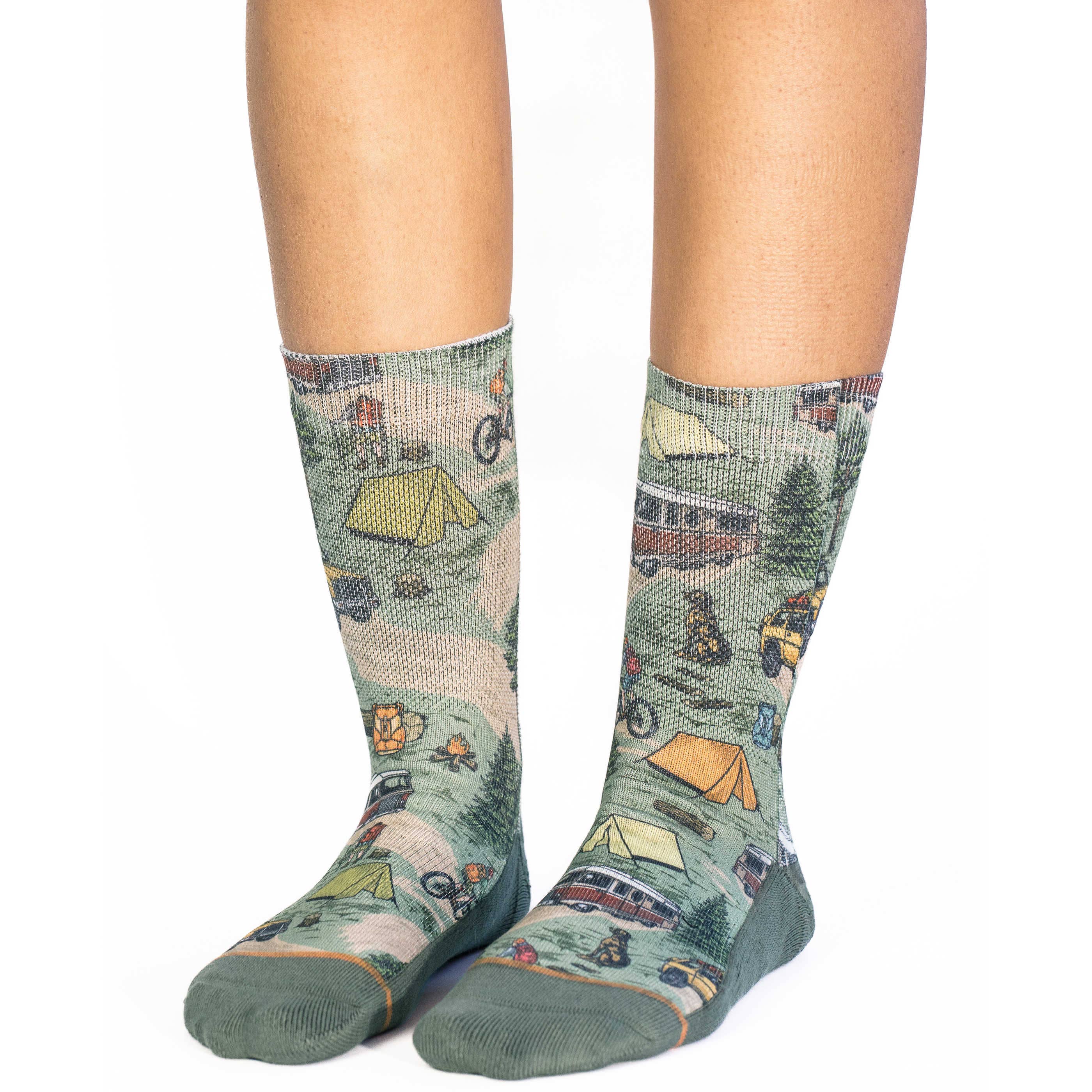 Chaussettes de camping vintage pour femmes