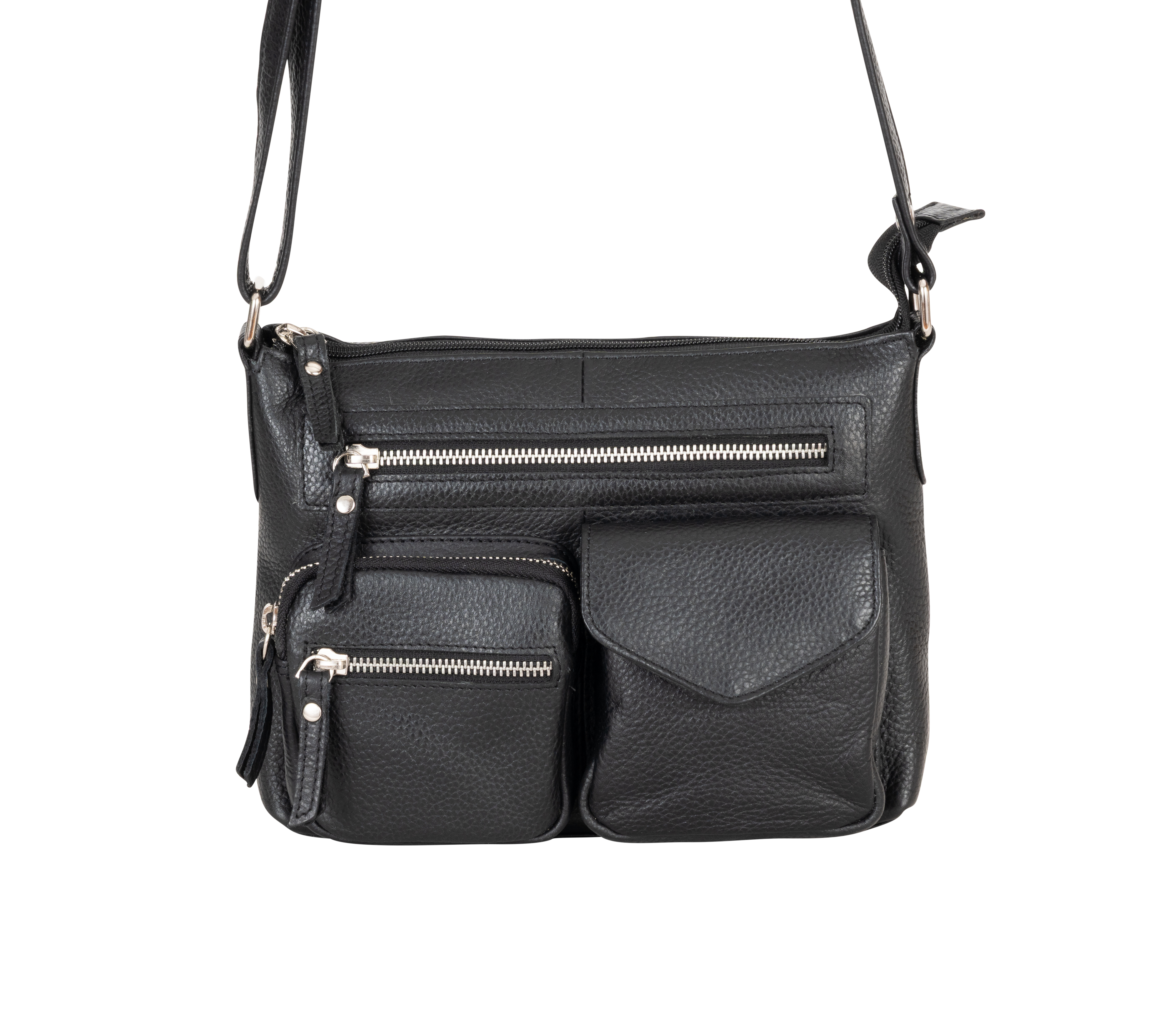 Mila Multi-Pocket Leather Crossbody Bag