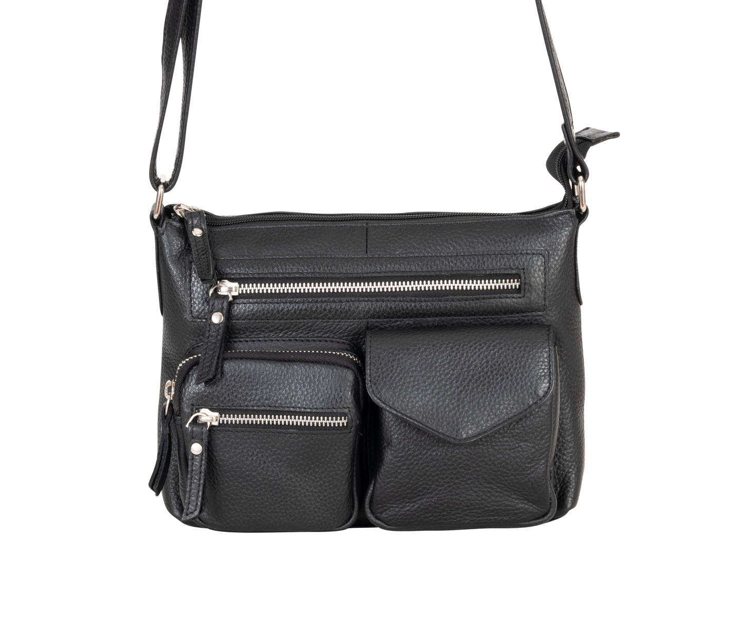 Mila Multi-Pocket Leather Crossbody Bag