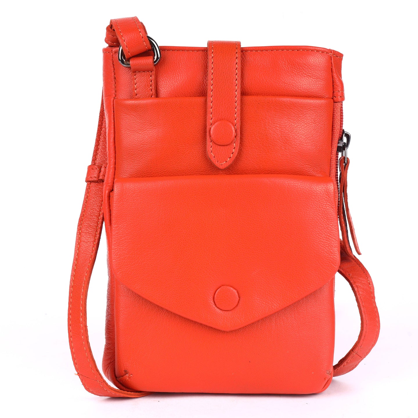 Greenwood Saffron Leather Phone Crossbody Bag