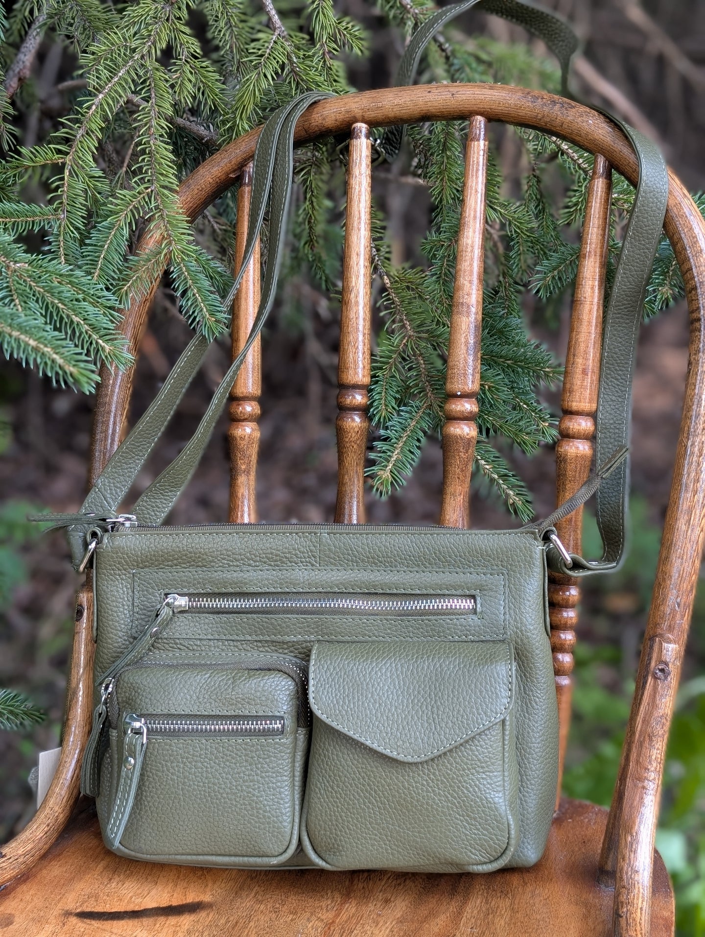 Mila Multi-Pocket Leather Crossbody Bag