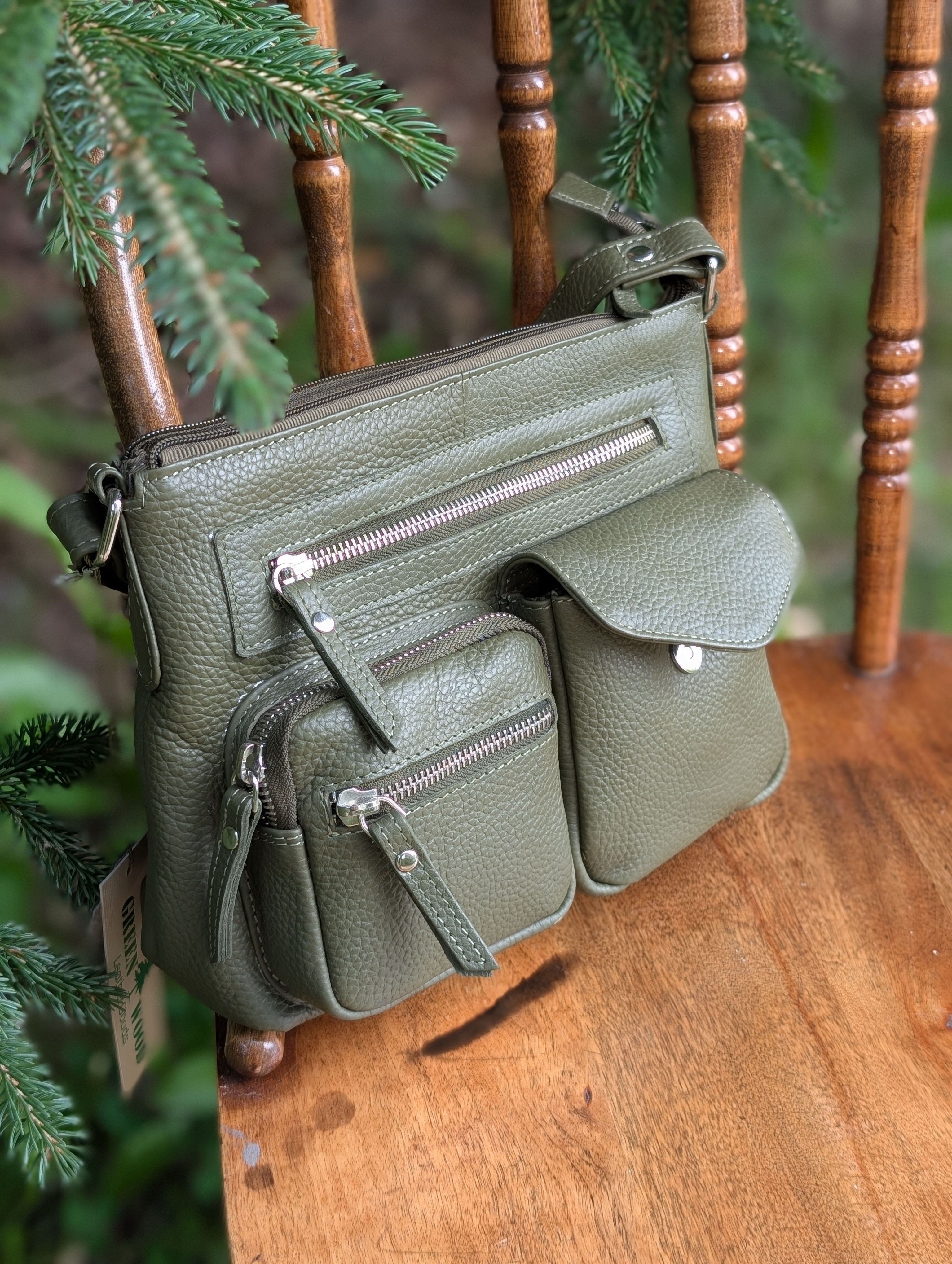 Mila Multi-Pocket Leather Crossbody Bag
