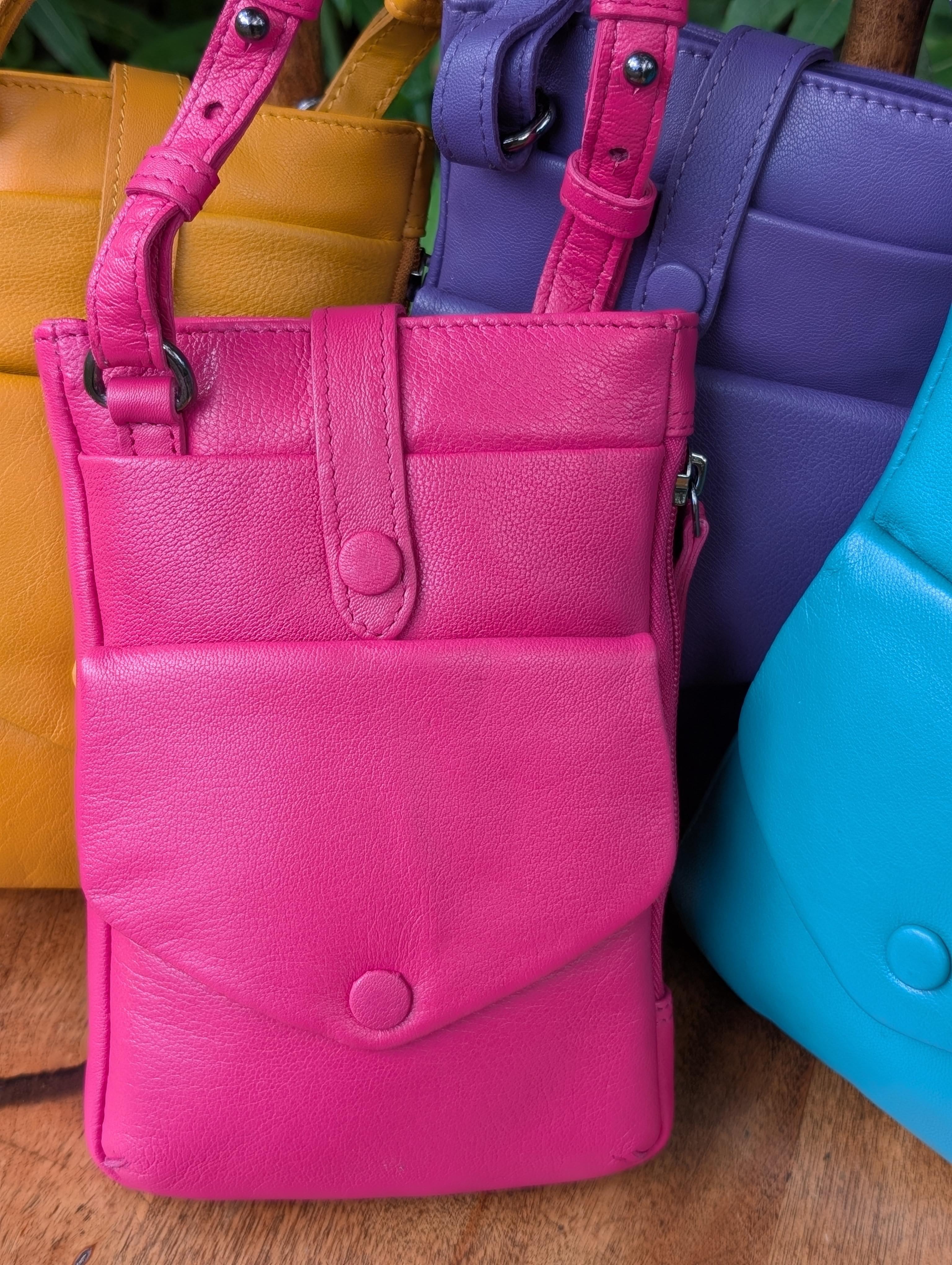 Sac bandoulière pour téléphone Greenwood en cuir safran