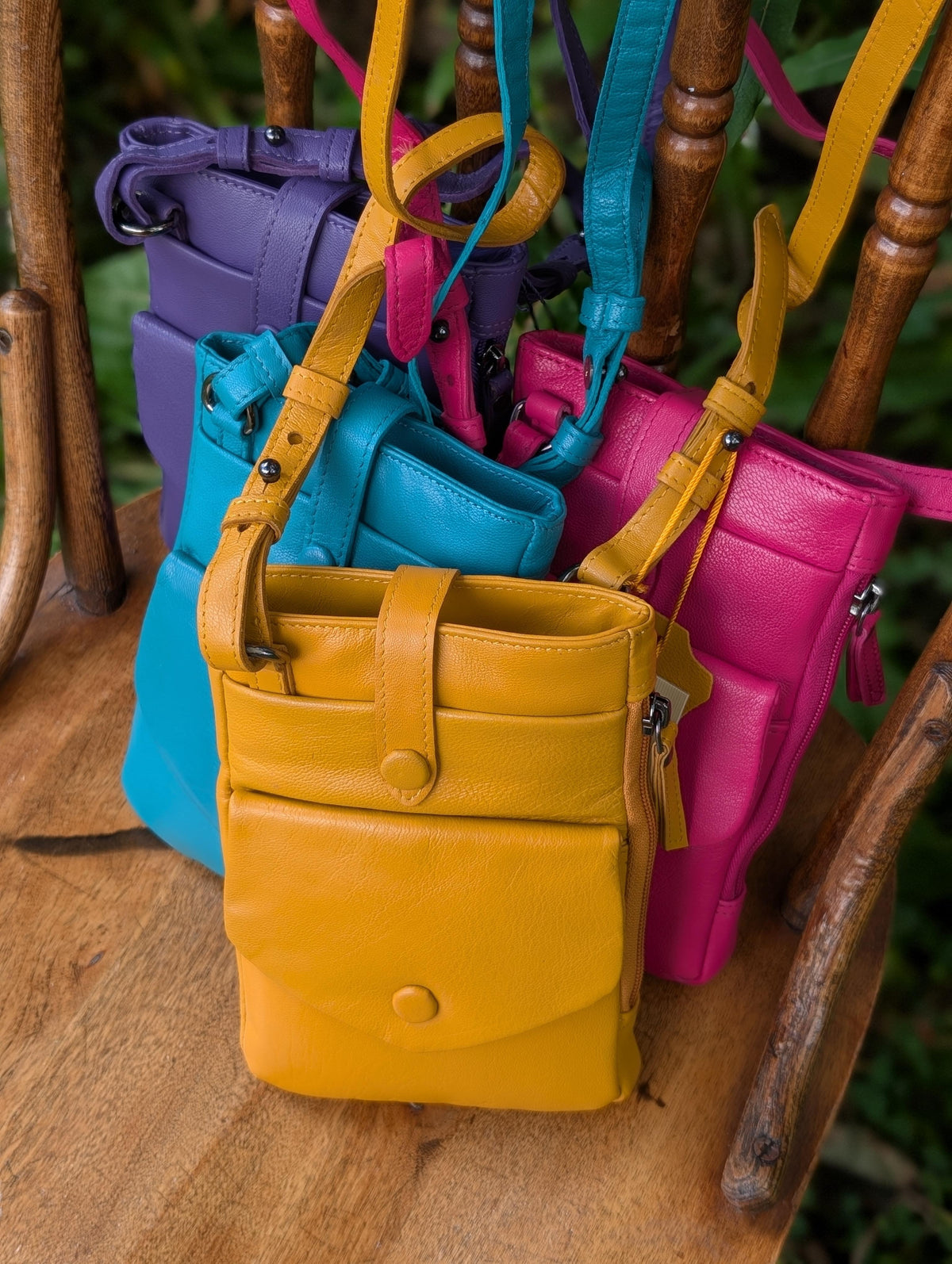 Sac bandoulière pour téléphone Greenwood en cuir safran