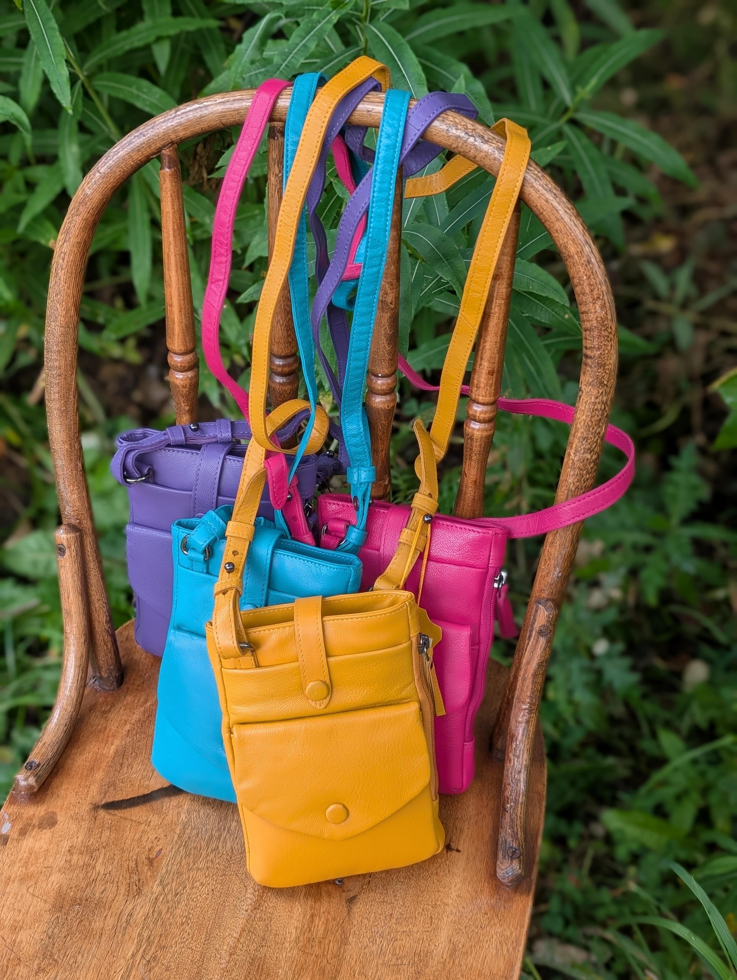 Sac bandoulière pour téléphone Greenwood en cuir safran