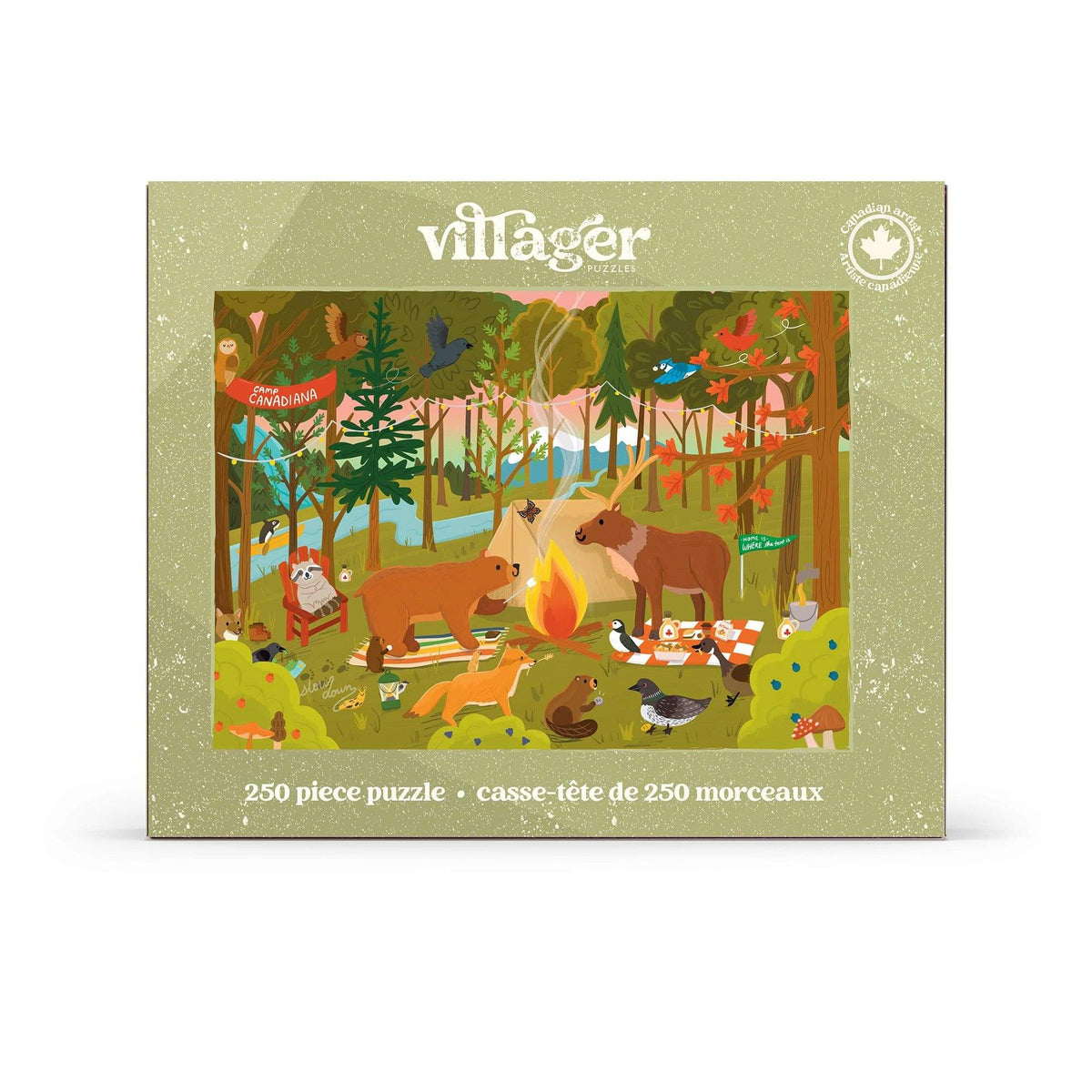 Camp Canadiana | 250 Piece Jigsaw Puzzle | Kids & Adults | Designed in Canada by Emily Kuang