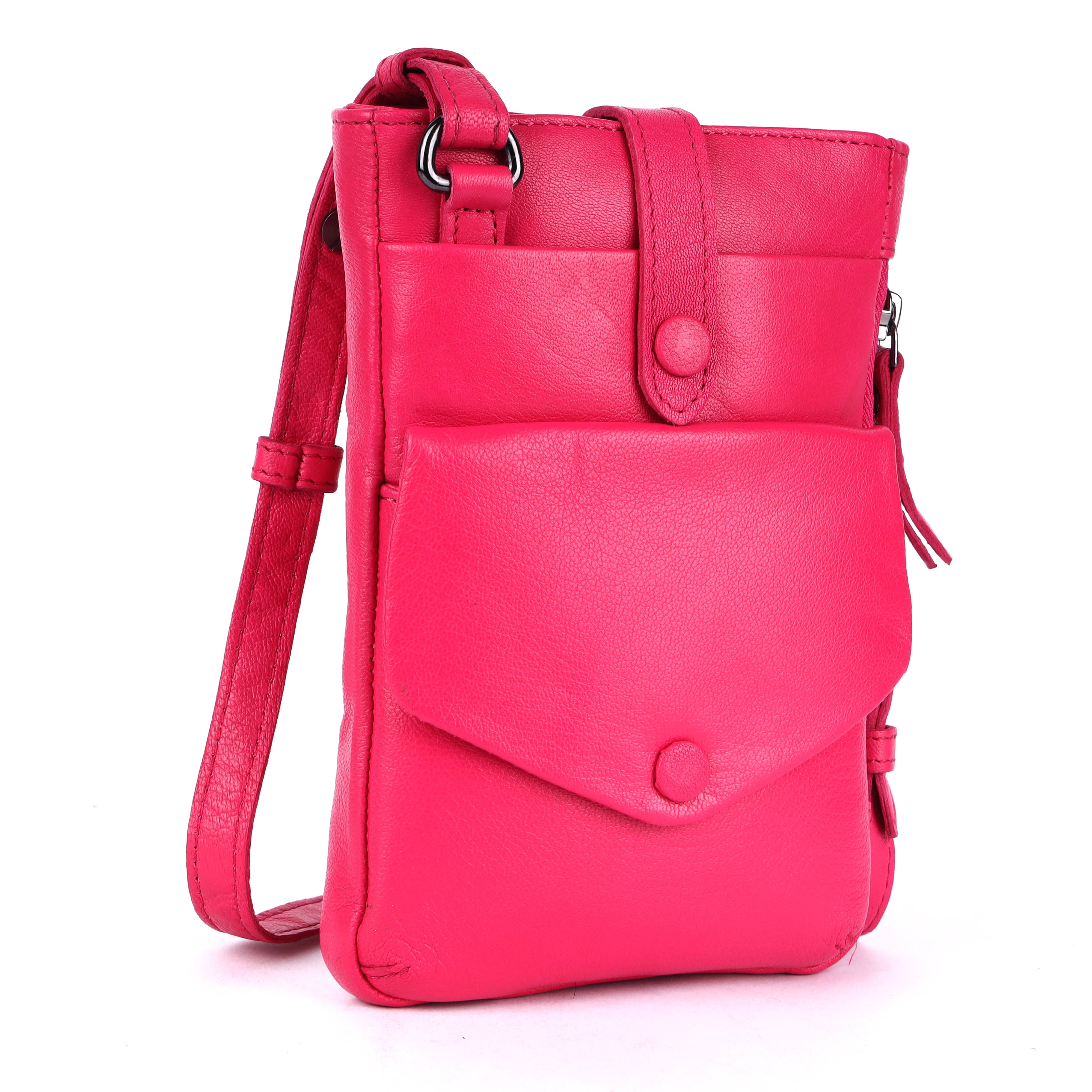 Greenwood Saffron Leather Phone Crossbody Bag