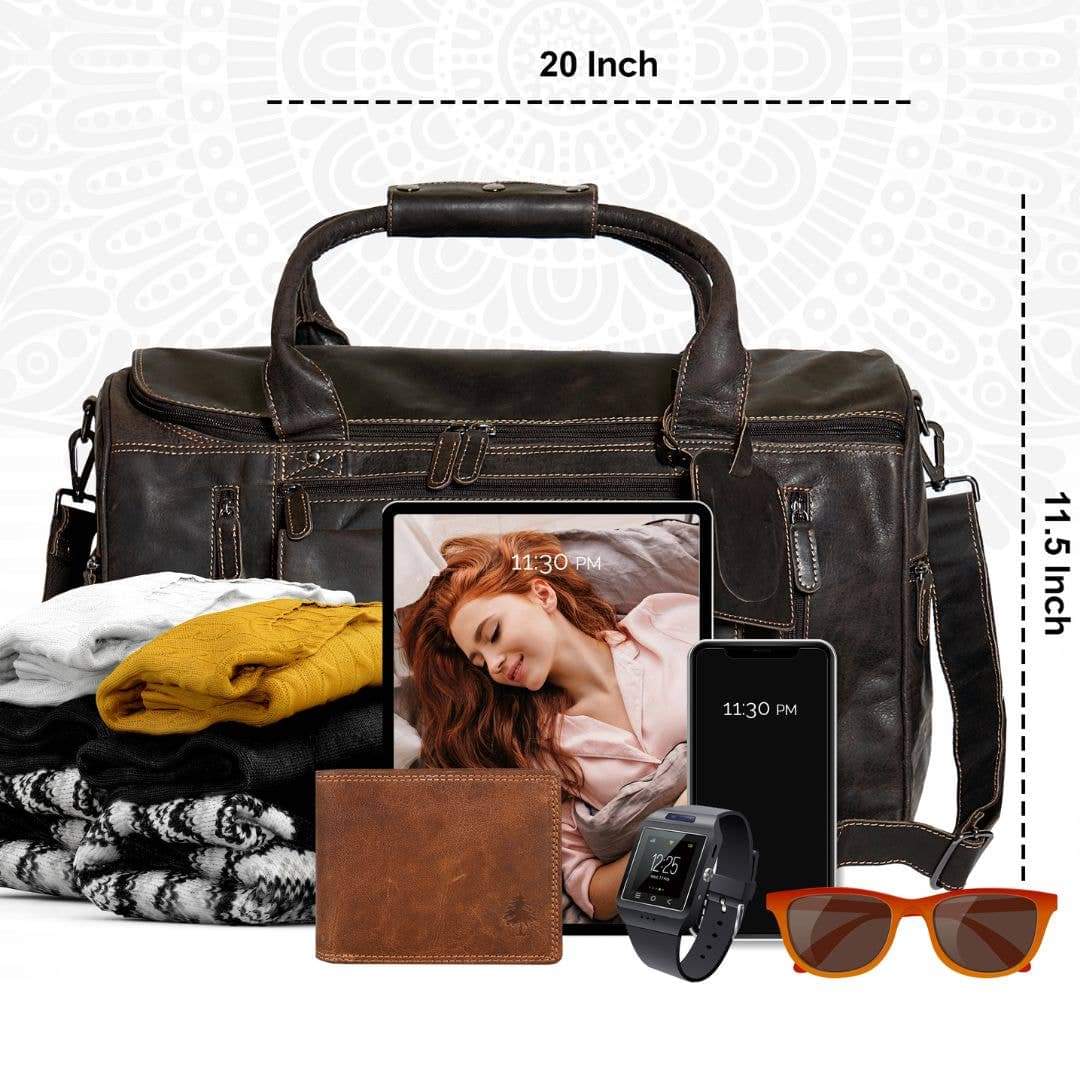 Large Leather Weekender Bag