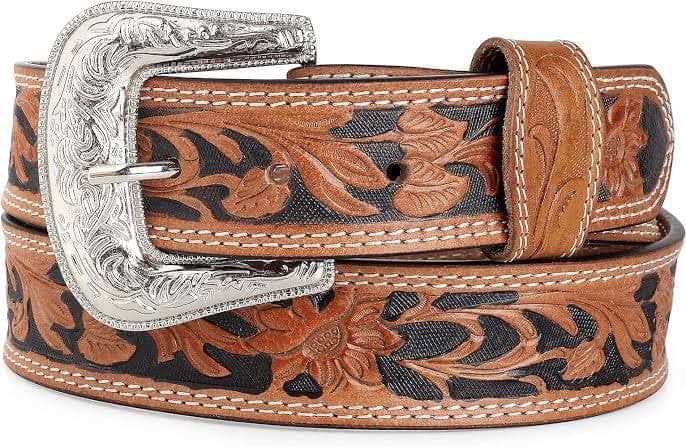 Leather Belt with Vintage Silver Buckle