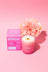 Pink milkjar essential oil candle with white coconut soy wax and gold wick by angus oliver in glass jar