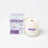 Blueberry tea coconut soy wax candle in a white glass jar with wooden wick and purple branding