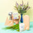 A hand holds a pale green milkjar coconut soy wax candle box labeled bolivian with mushroom illustrations