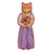 A charming orange tabby cat in a lavender star dress holding flowers on a cottage cats paper bookmark