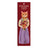 A charming orange tabby cat cottage cats paper bookmark in a lavender polka-dot dress holding a flower bouquet
