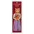 A charming orange tabby cat cottage cats paper bookmark in a lavender polka-dot dress holding a colorful flower bouquet
