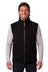 Black jasper vest made of soft fleece zealand wool with high collar zipper and two large patch pockets