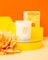 White frosted glass coconut soy candle with gold foil lemonade drink illustration 8 oz size