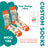 Cream-colored merino wool socks with orange accents and black european building and bicycle design for warm hiking
