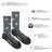 Mens blue and brown merino wool socks with yellow beaver pattern for premium soft comfort and warmth