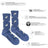 Blue merino wool socks with subtle whale wave pattern and friday sock co branding for outdoor hiking gift