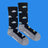 Black merino wool socks with silver and blue mountain clouds and gray heel and toe perfect for men