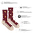 Men’s merino wool socks in maroon and beige with fun mushroom snail and popsicle pattern premium wool socks