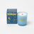 Translucent light blue coconut soy milkjar candle with wooden wick and gold lettering in moonrise neroli plum scent