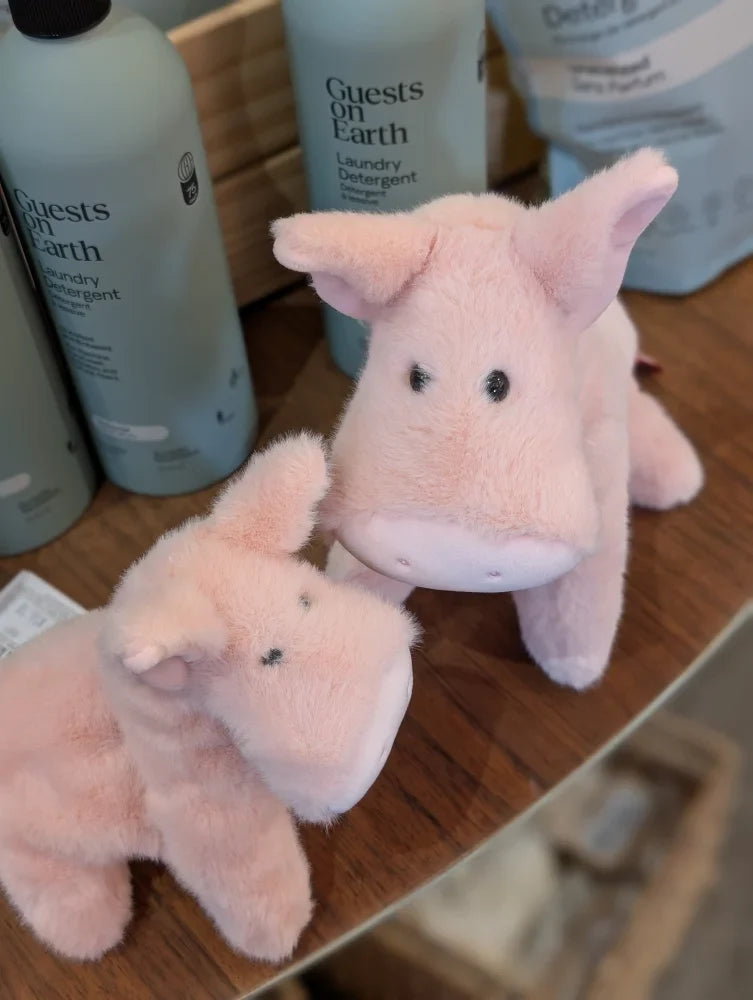 Pink piggies large size plush pig toy with soft fuzzy texture and black button eyes perfect for cuddling