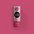 A cylindrical mae mae raspberry lip balm with white and pink label featuring raspberries on magenta background