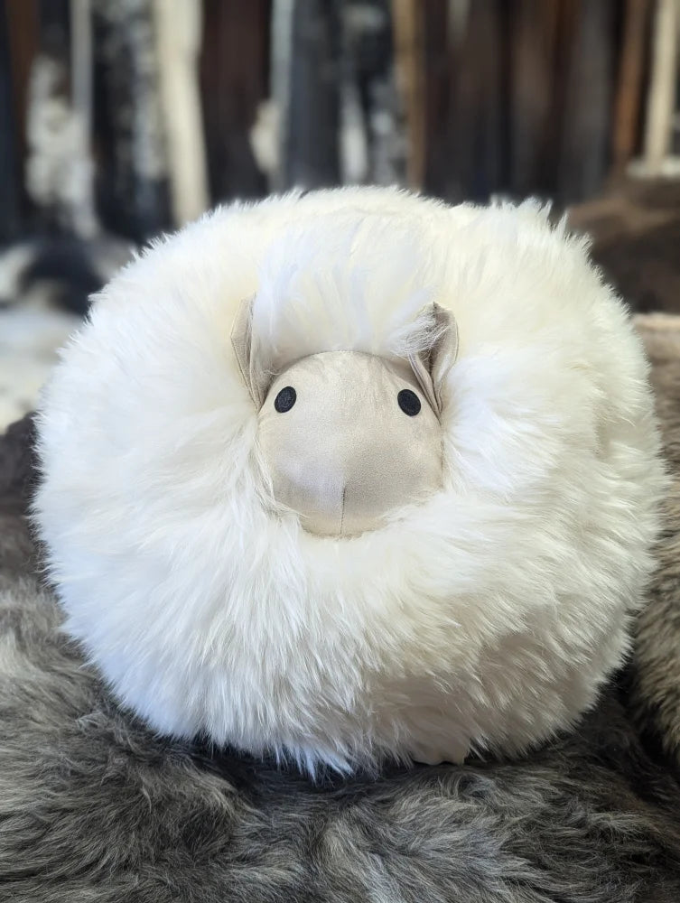 Fat Wooly Rotund Cushion in Taupe Sheepskin