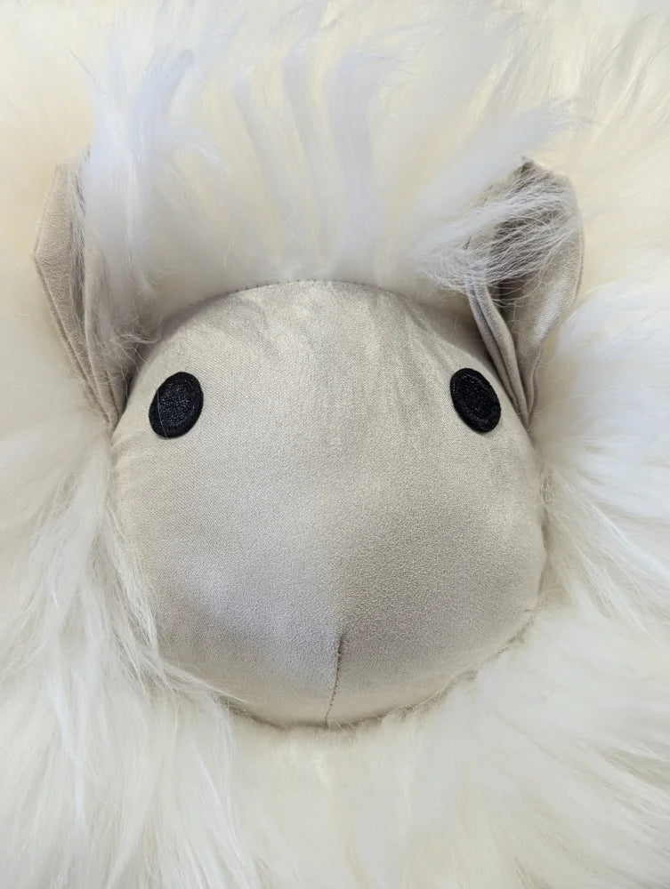 Fat Wooly Rotund Cushion in White Sheepskin
