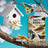 White wooden birdhouse with circular hole and hanging loop featured in the salty birds shady birds sticker book