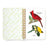 A spiral-bound salty birds sticker book with a white cover and colorful bird stickers on the open right page