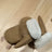 Cozy Ugg tan leather moccasin slippers with sheepskin mittens fur lining