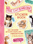 The cat’s meow sticker book by megan lynn kott has colorful cat stickers on a bright yellow cover with pink accents