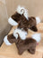 Brown plush toy horses named the pony with white manes and tails made of soft fur material