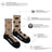 Women’s tan merino wool socks with black bear and tree patterns and black toe and heel made from rws certified wool socks