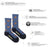 Blue merino wool socks with orange butterfly patterns and black toes by friday sock co for comfy hiking use