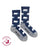 Navy blue women’s merino wool socks with white polar bears gray toe caps soft italian knit by friday sock co
